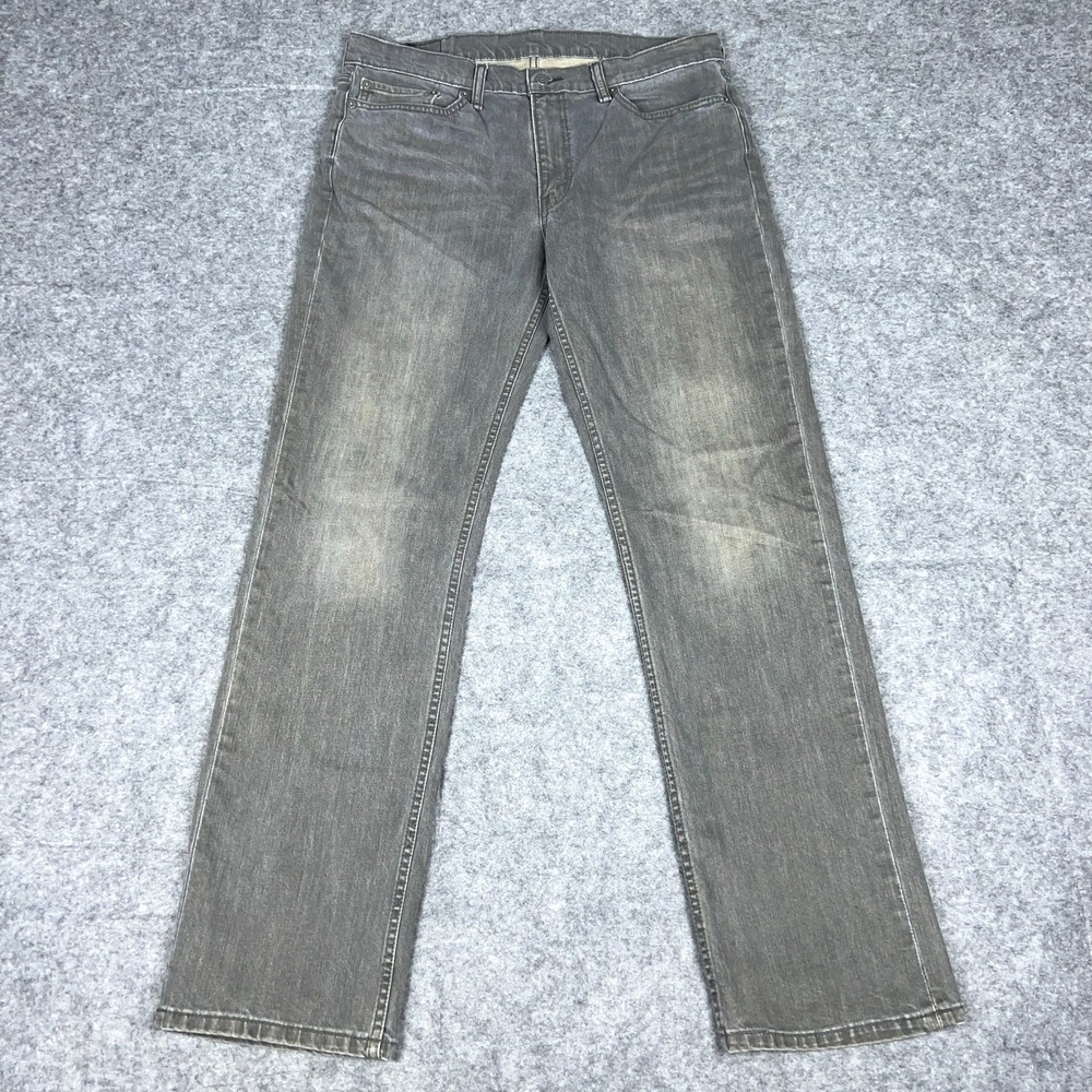 Levi's Jeans Mens 36x34 Gray‎ 514 Slim Straight Stretch Faded Denim Pants